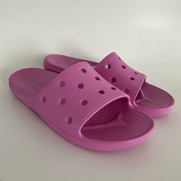 Crocs Sandals Men 13 Pink Open-toe Perforated Slides - Picture 11 of 12